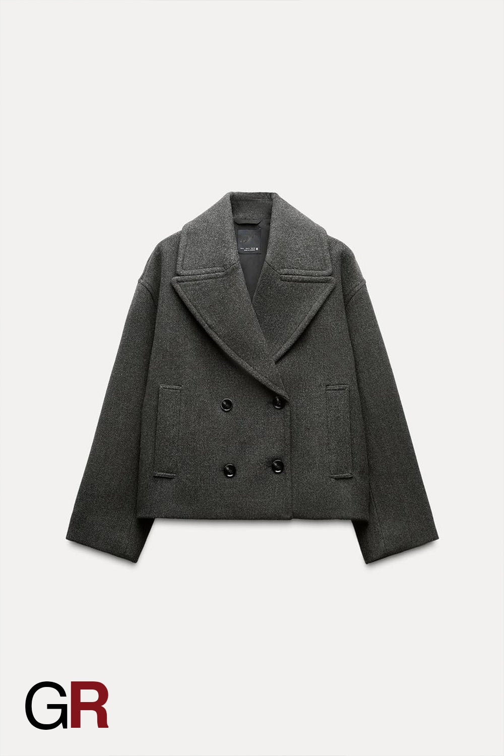 Sophisticated Black Double-Breasted Wool Coat - GlamoROZ