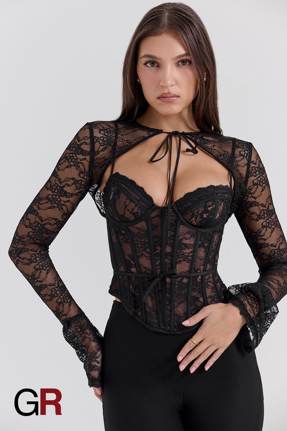 Elegant Slim-Fit Lace Waist Top - GlamoROZ