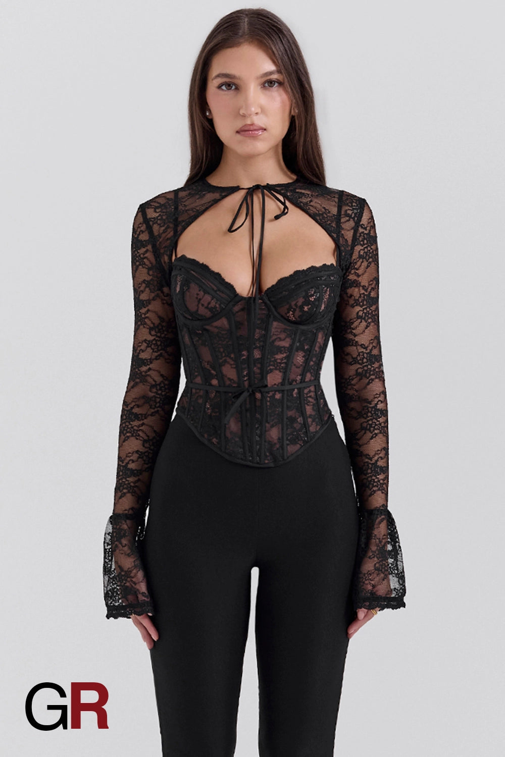Elegant Slim-Fit Lace Waist Top - GlamoROZ