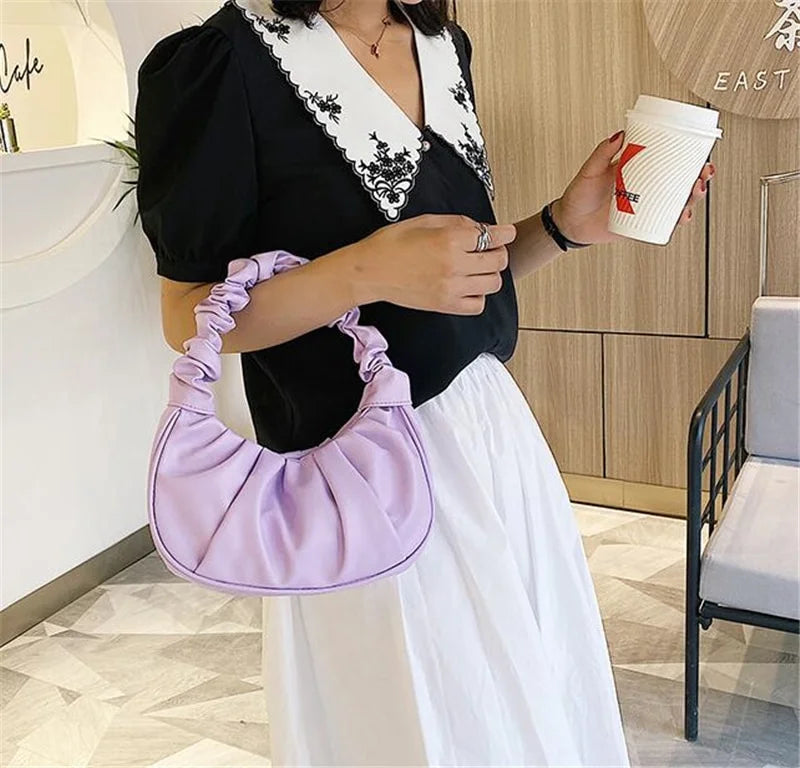 Relaxed Pleat Underarm Handbag - GlamoROZ
