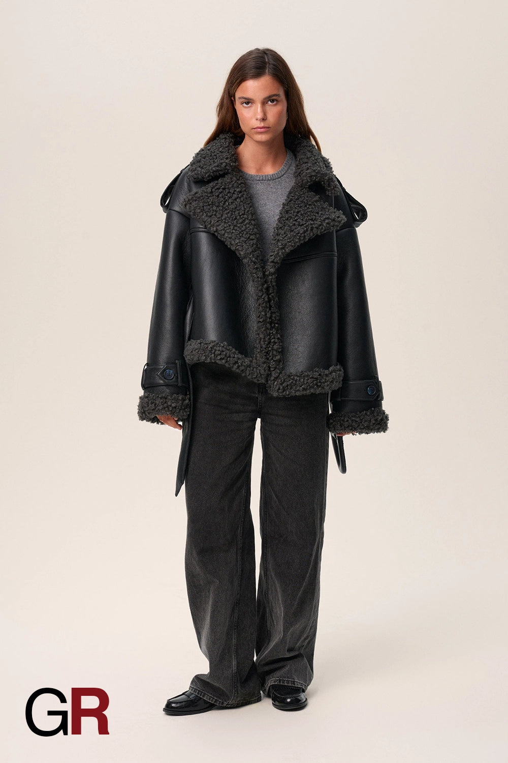 Luxe PU Leather Belted Fur Short Jacket for Women - GlamoROZ