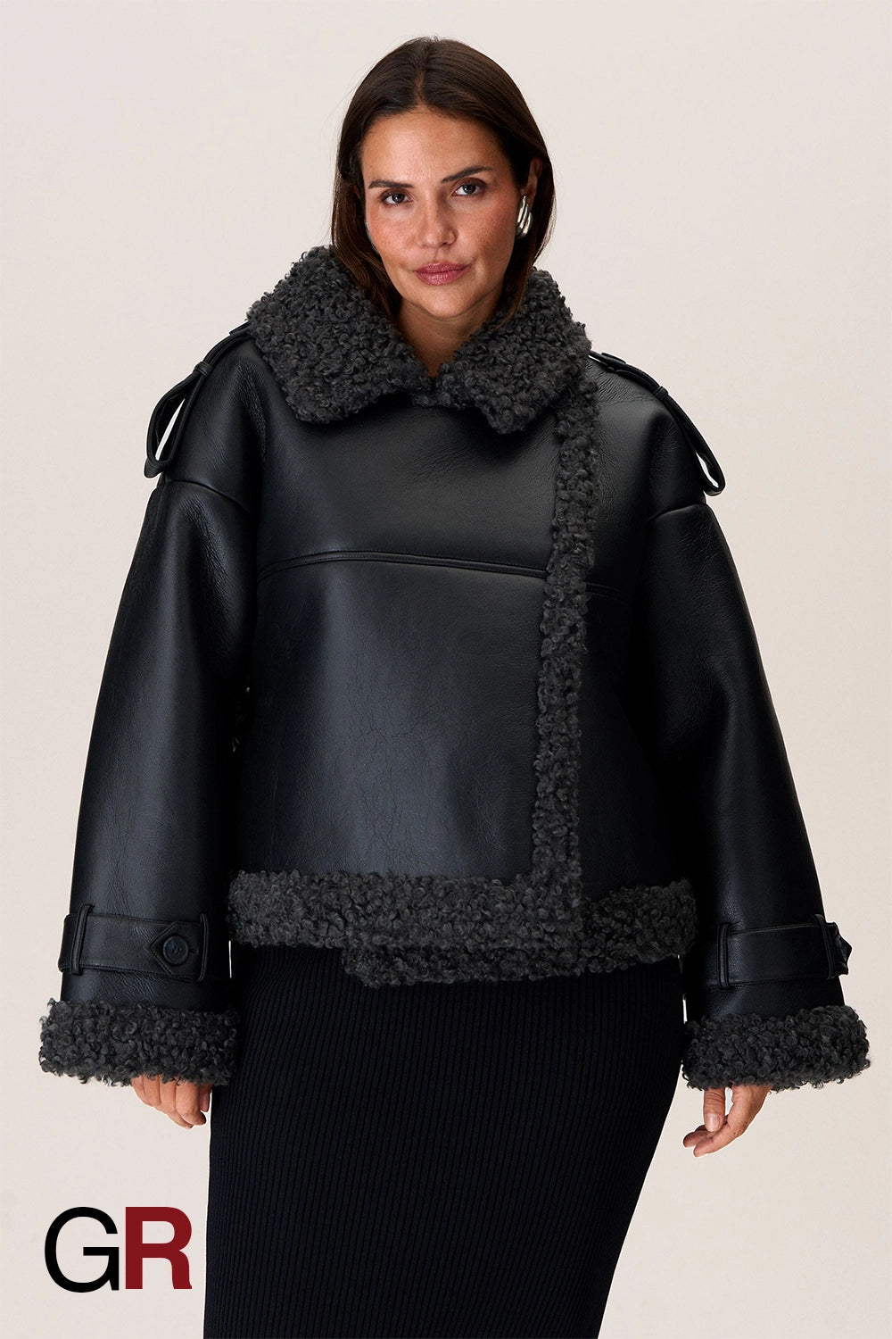 Luxe PU Leather Belted Fur Short Jacket for Women - GlamoROZ