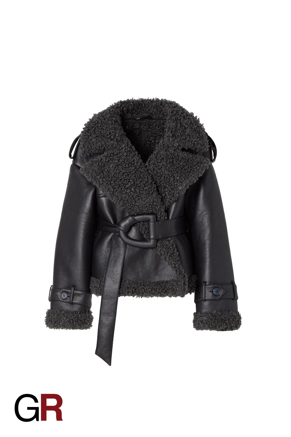 Luxe PU Leather Belted Fur Short Jacket for Women - GlamoROZ