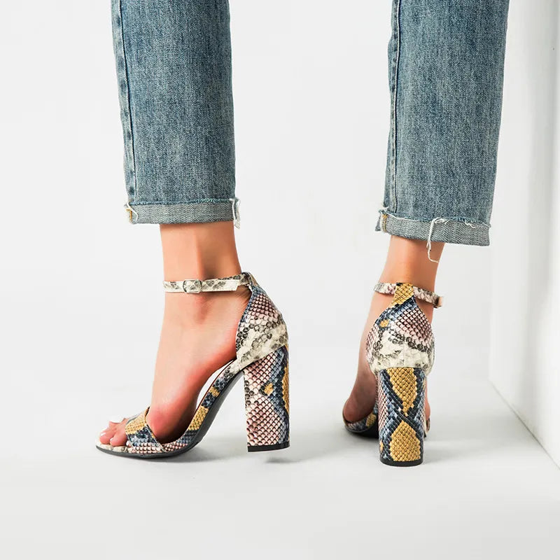 Elevate Buckle Open-Toe High Heel Sandals - GlamoROZ