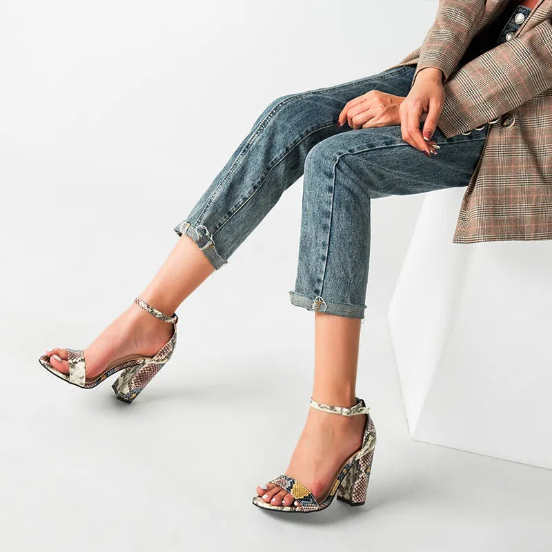 Elevate Buckle Open-Toe High Heel Sandals - GlamoROZ