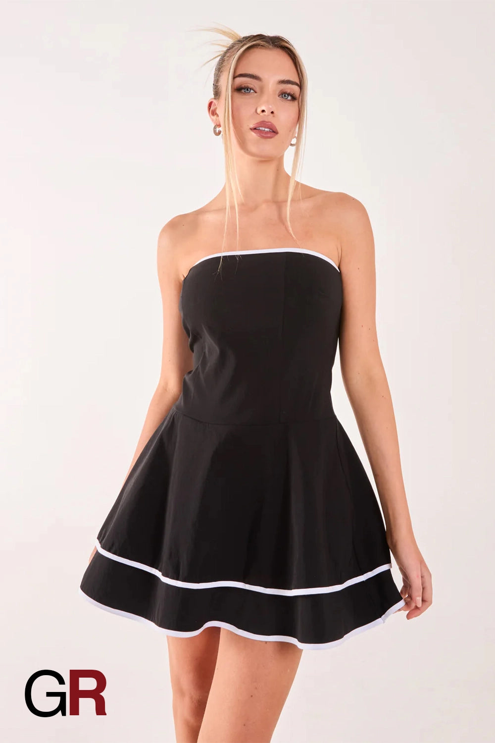 Chic Black Tube Ruffle Mini Dress - GlamoROZ