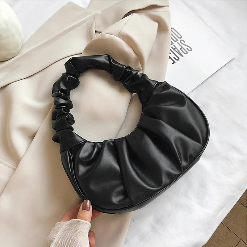 Relaxed Pleat Underarm Handbag - GlamoROZ