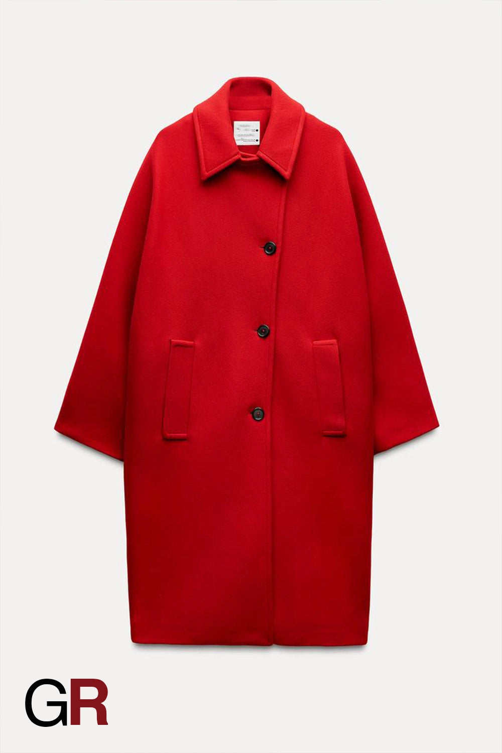 Graceful Red Lapel Single-Breasted Wool Coat - GlamoROZ
