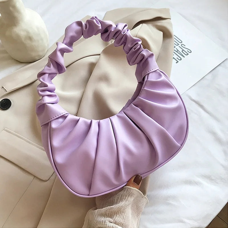 Relaxed Pleat Underarm Handbag - GlamoROZ