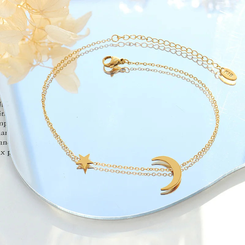 Asterism Moon Pendant Anklet - GlamoROZ