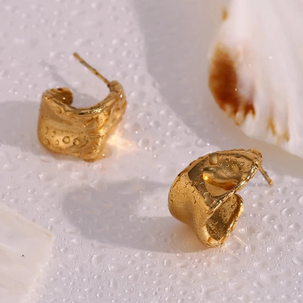Golden Horizon Creole Earrings - GlamoROZ