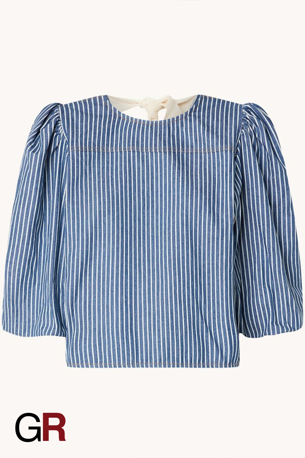 Refined Striped Bow Lace-Up Blouse - GlamoROZ