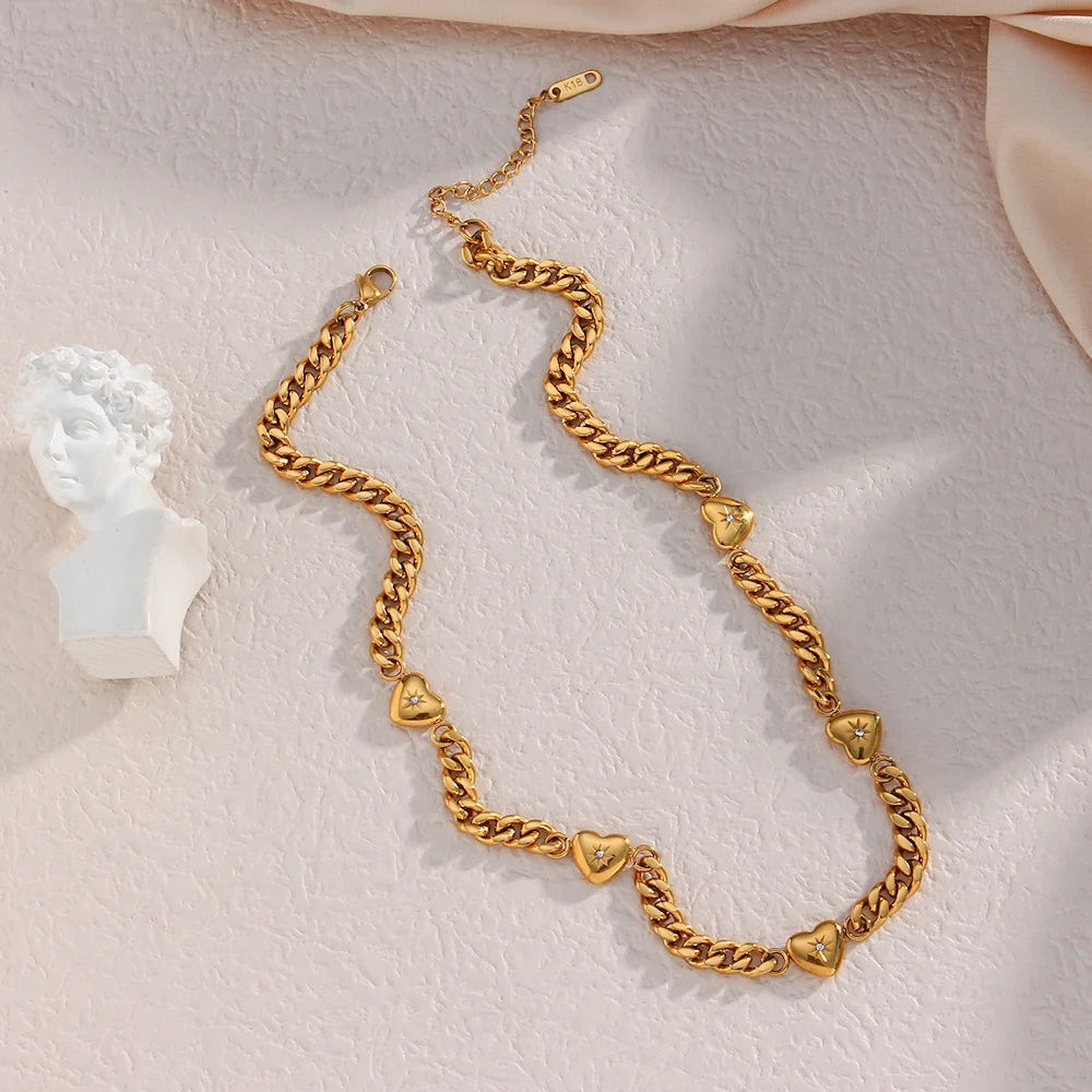 Golden Heartbeat Cuban Link Necklace - GlamoROZ