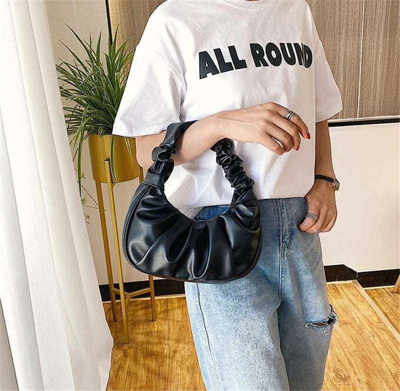 Relaxed Pleat Underarm Handbag - GlamoROZ