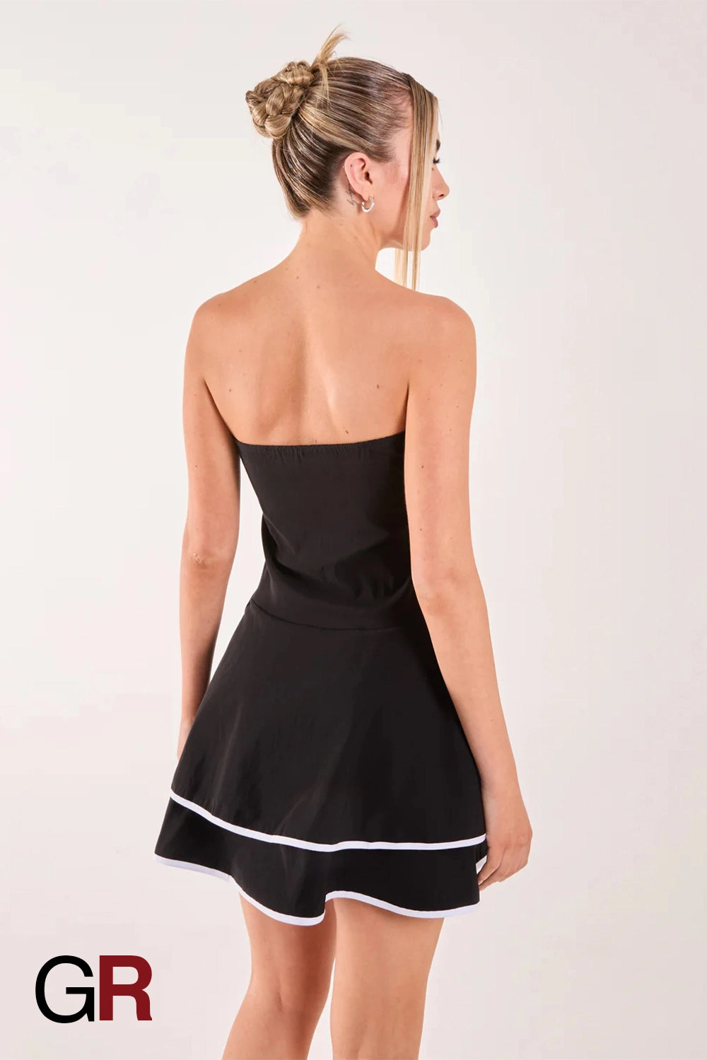 Chic Black Tube Ruffle Mini Dress - GlamoROZ