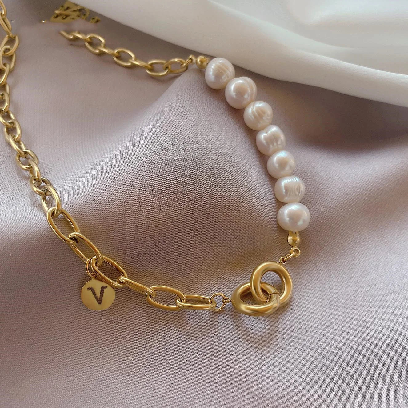 Pearlescent Verve Letter Necklace - GlamoROZ