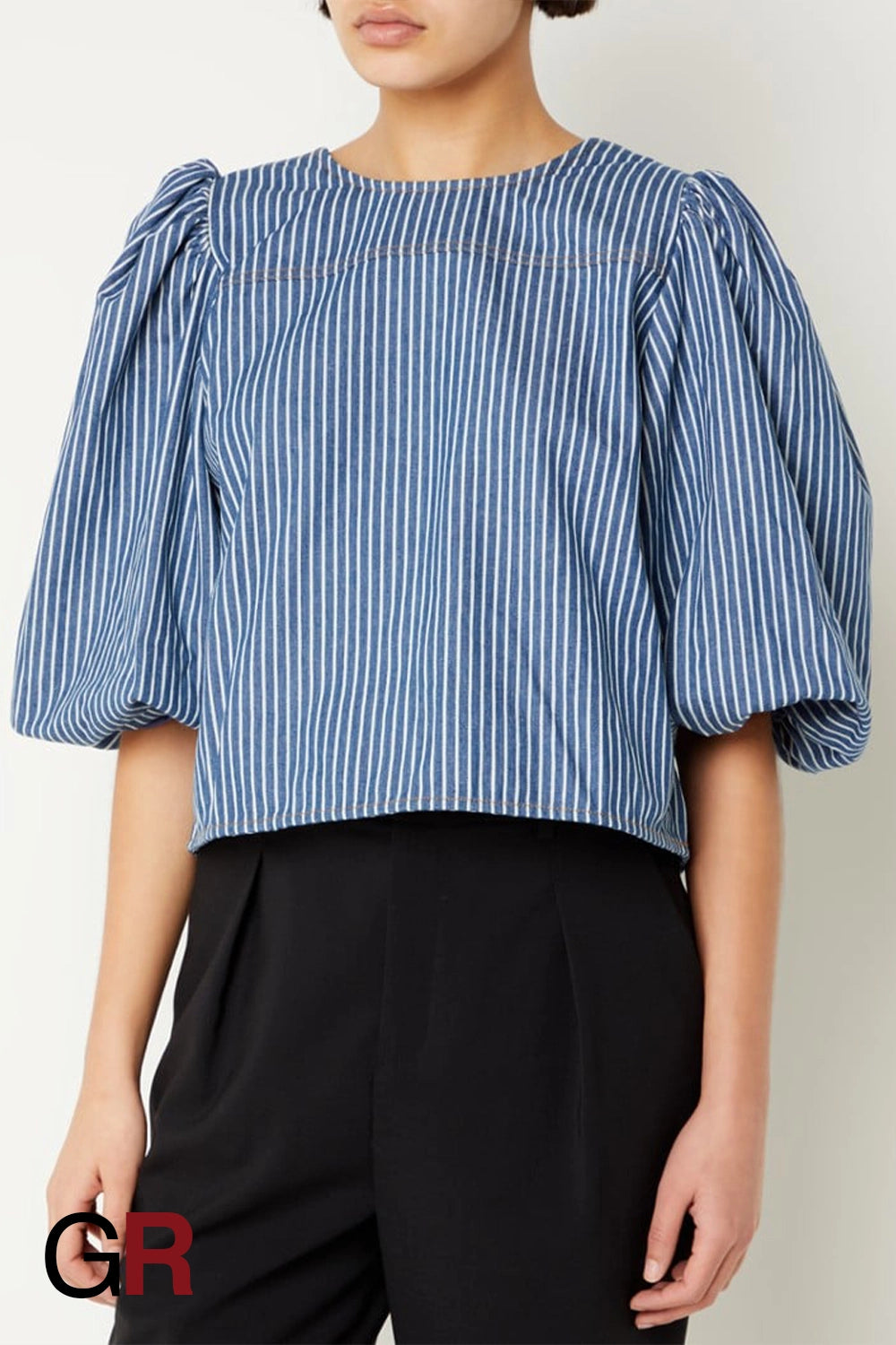Refined Striped Bow Lace-Up Blouse - GlamoROZ