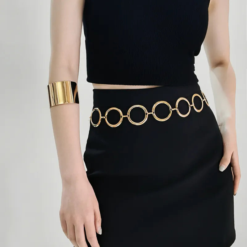 Luxury Circle Metal Waist Chain Belt - GlamoROZ
