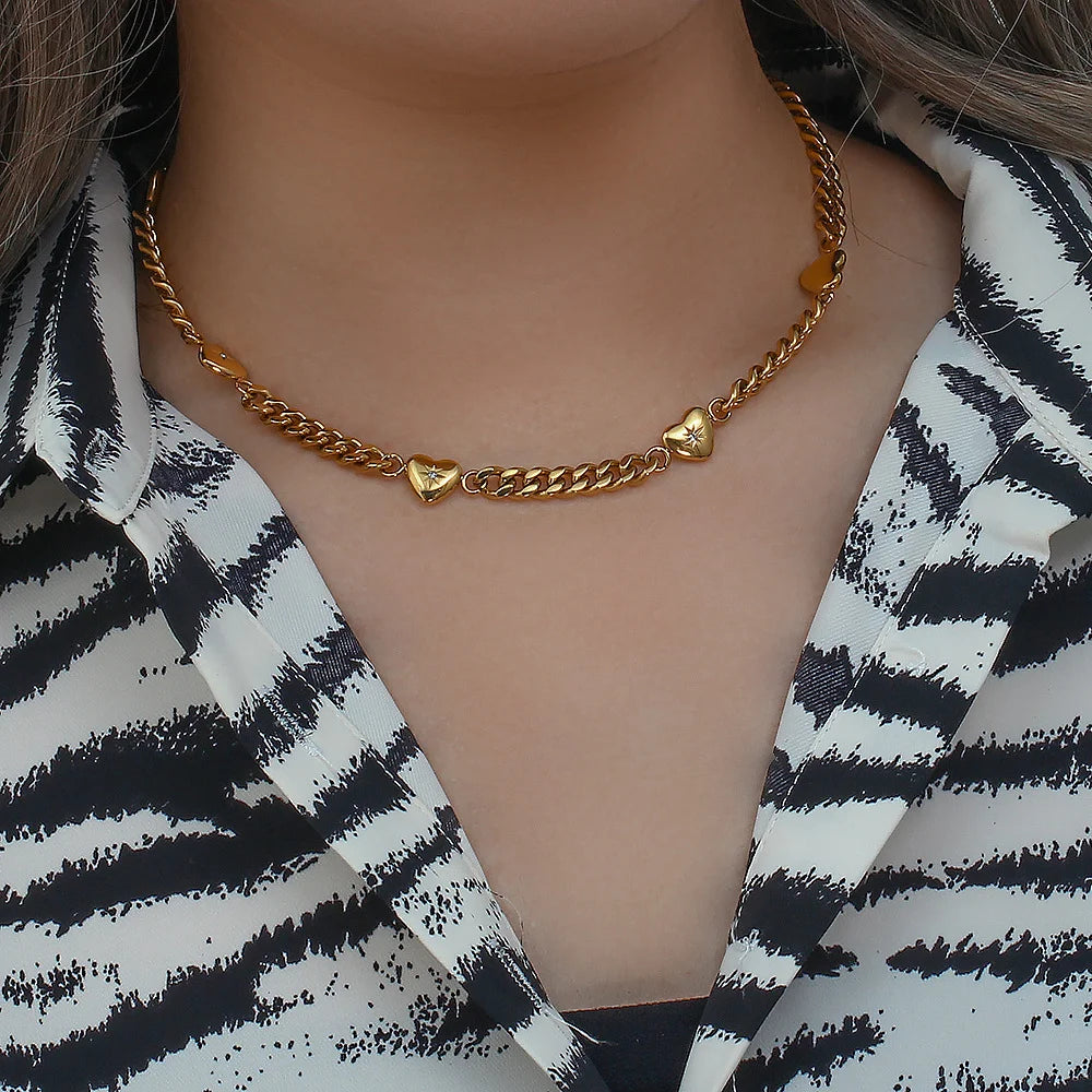 Golden Heartbeat Cuban Link Necklace - GlamoROZ