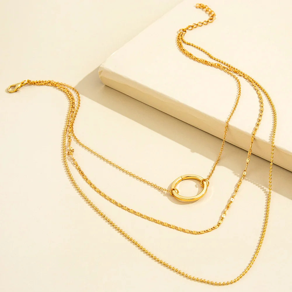 Clavicle Circle Charm Layer Necklace - GlamoROZ