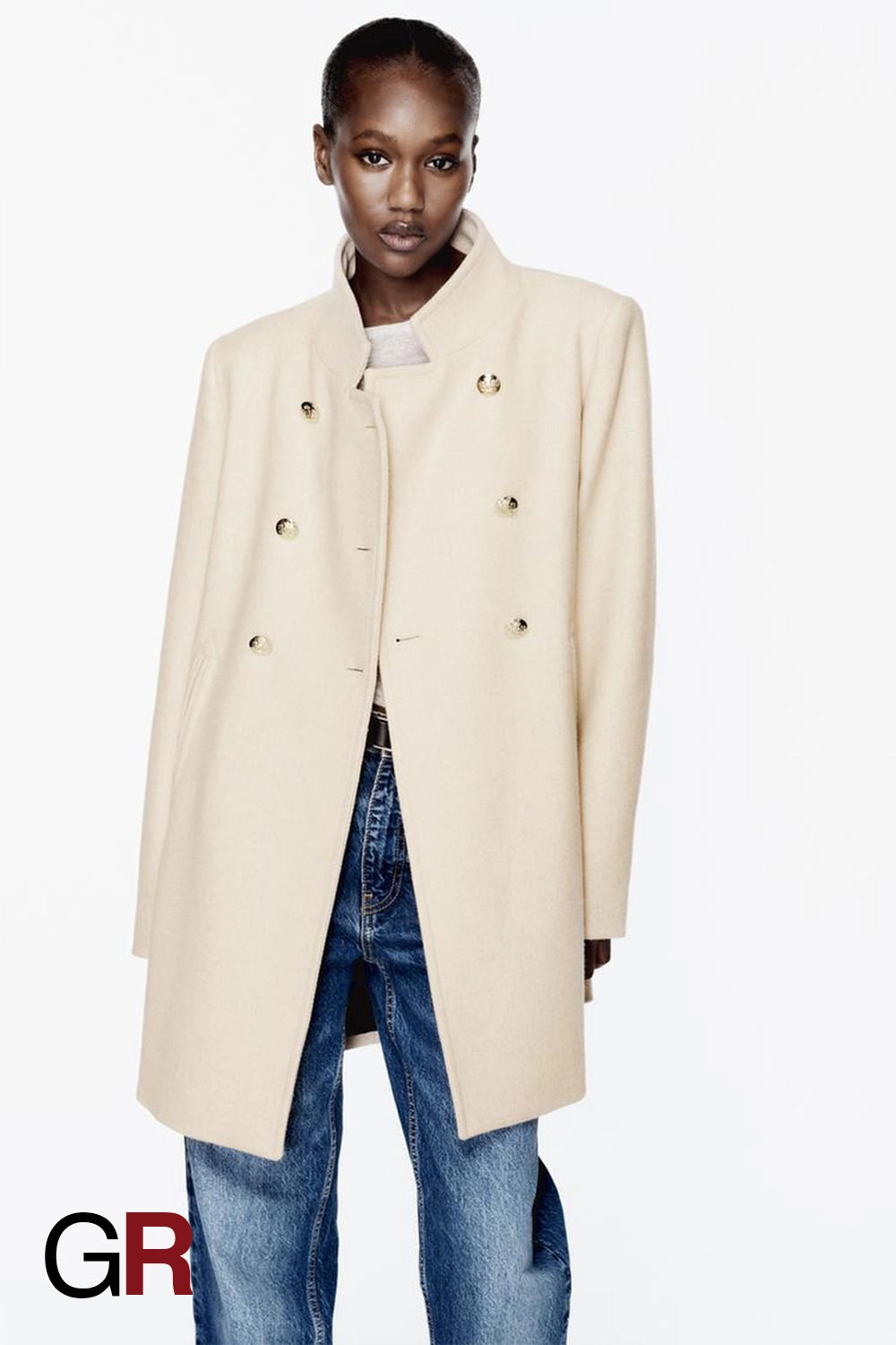 Elegant Slim-Fit Wool Coat in Solid Color - GlamoROZ