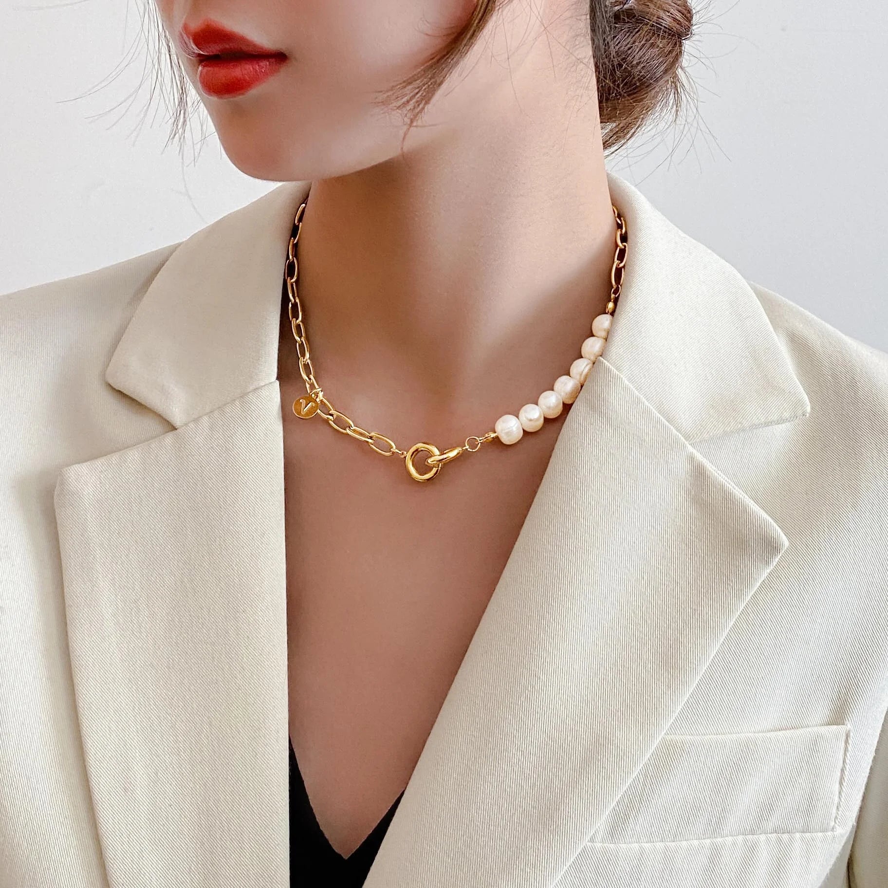 Pearlescent Verve Letter Necklace - GlamoROZ