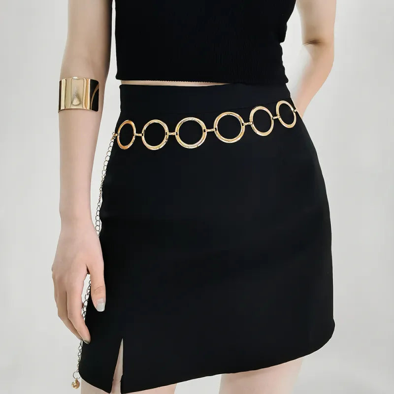 Luxury Circle Metal Waist Chain Belt - GlamoROZ