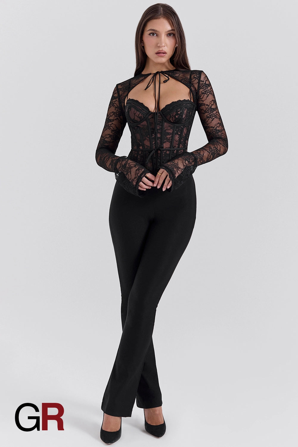 Elegant Slim-Fit Lace Waist Top - GlamoROZ