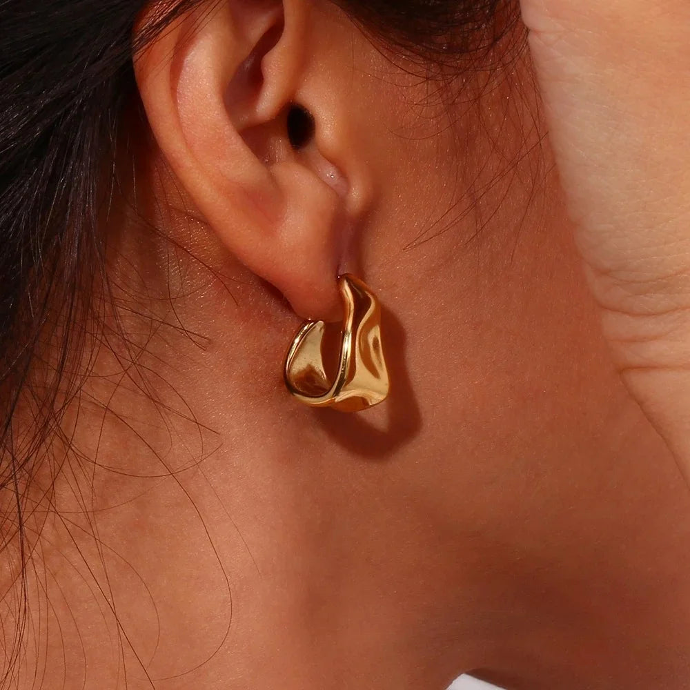 Golden Horizon Creole Earrings - GlamoROZ