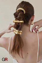 Minimalist Alloy Ring Semi-curved Hair Ring Online Influencer Head String High-end Leather Case Hair Rope