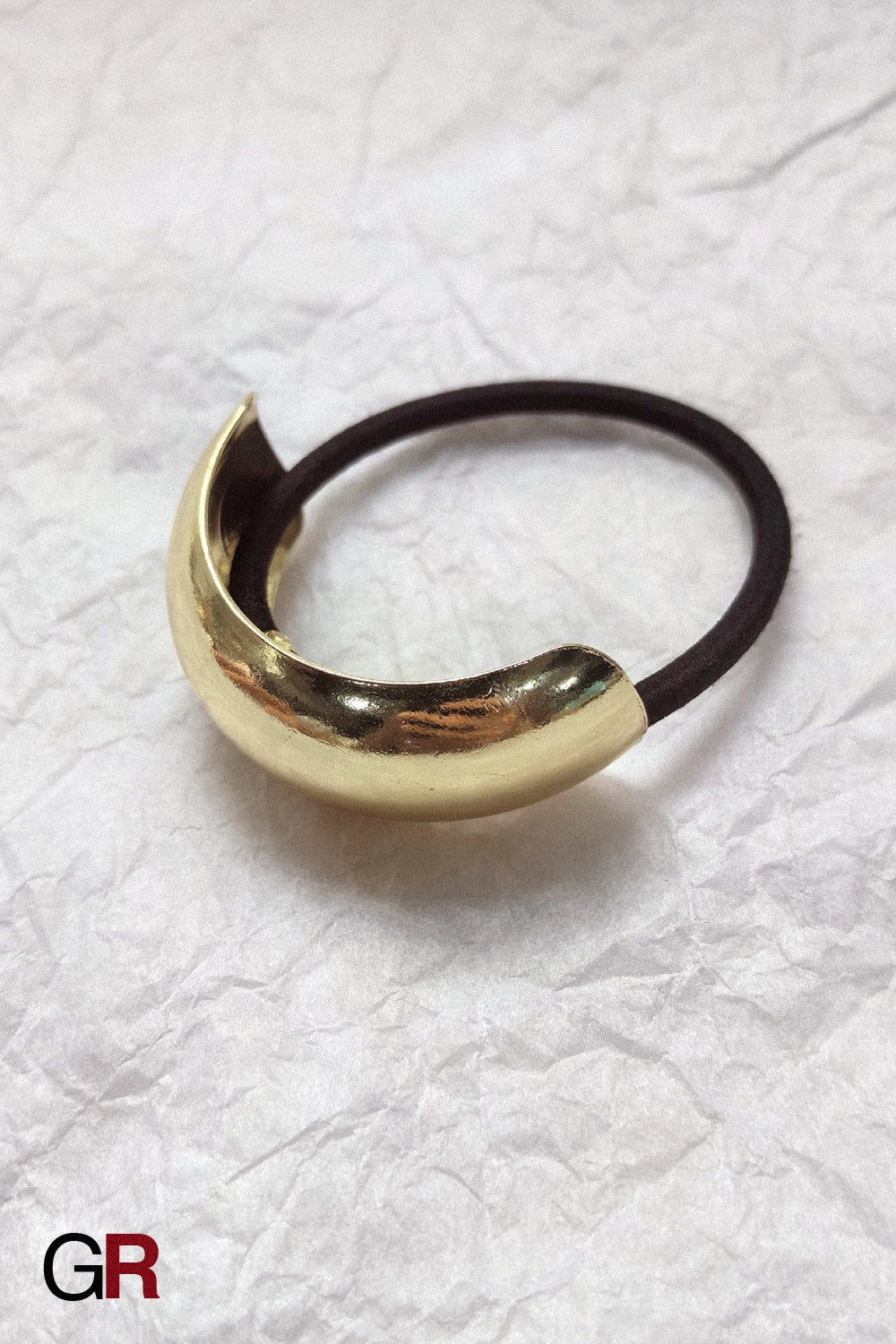 Minimalist Alloy Ring Semi-curved Hair Ring Online Influencer Head String High-end Leather Case Hair Rope