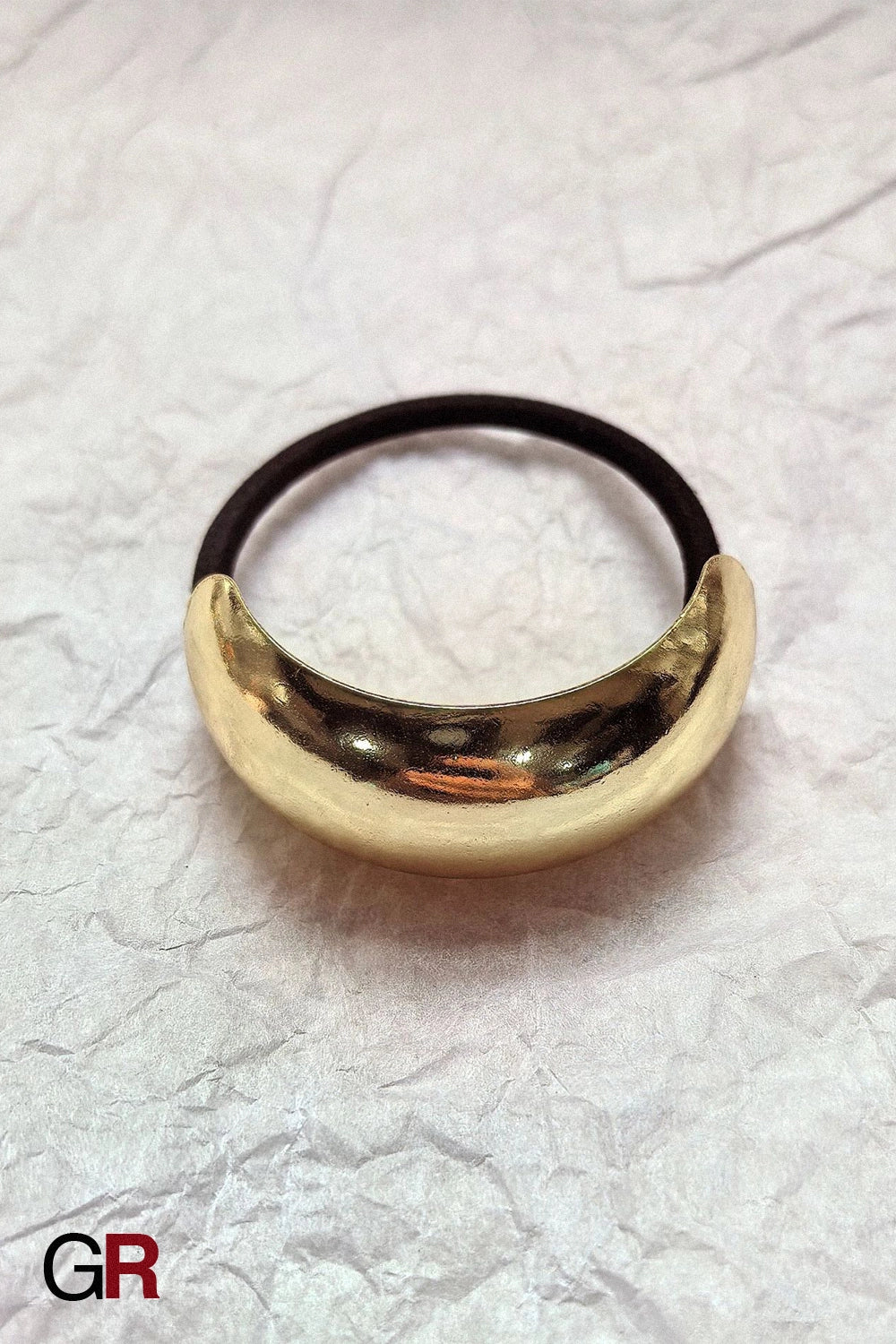 Minimalist Alloy Ring Semi-curved Hair Ring Online Influencer Head String High-end Leather Case Hair Rope