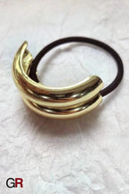 Minimalist Alloy Ring Semi-curved Hair Ring Online Influencer Head String High-end Leather Case Hair Rope