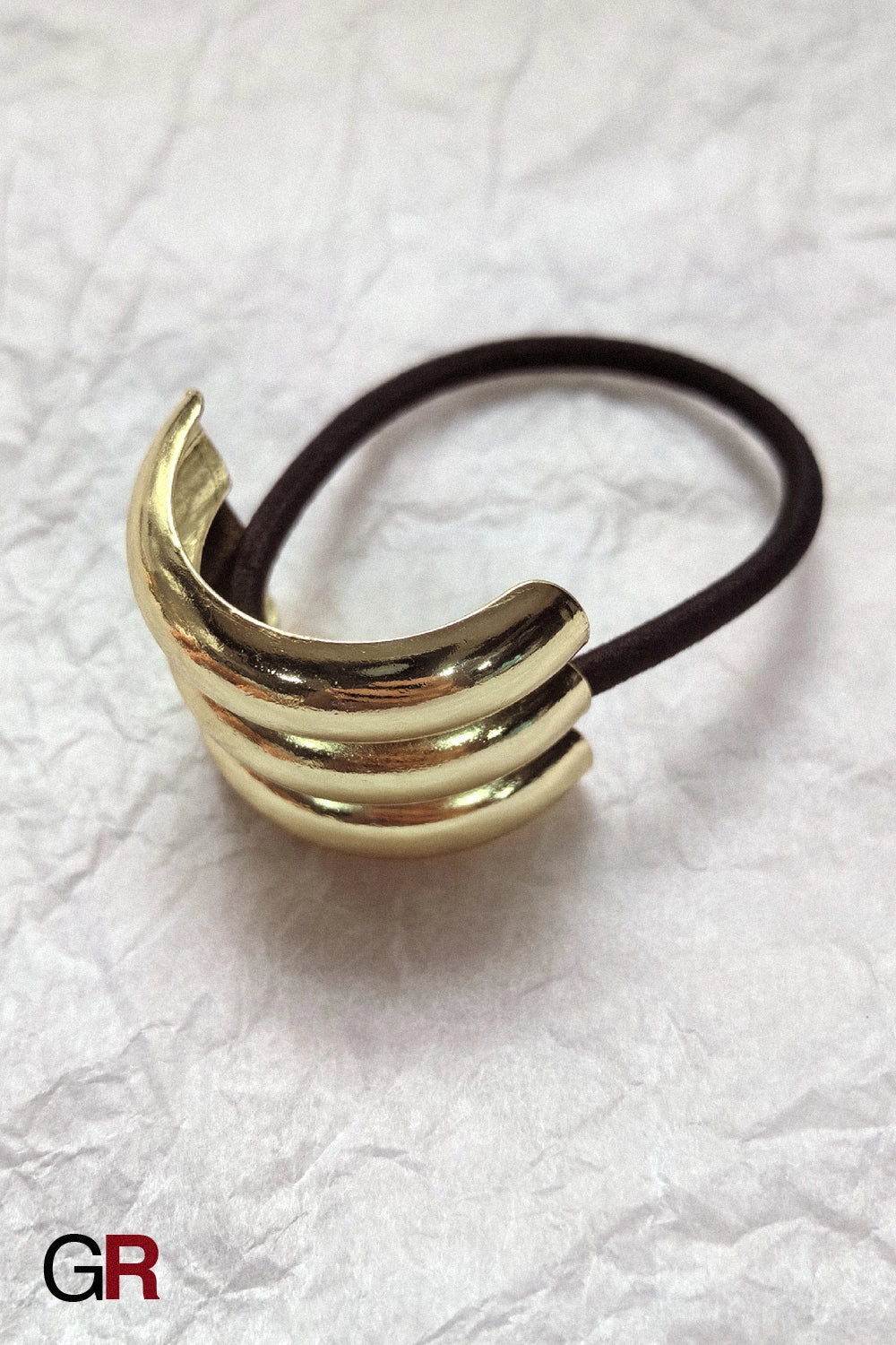 Minimalist Alloy Ring Semi-curved Hair Ring Online Influencer Head String High-end Leather Case Hair Rope