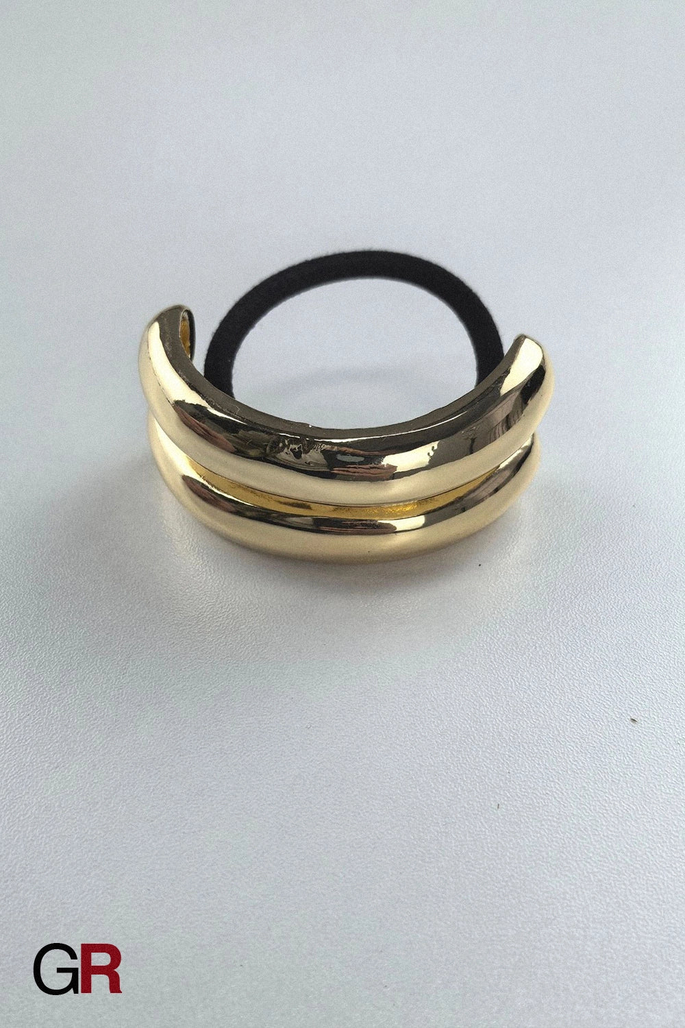 Minimalist Alloy Ring Semi-curved Hair Ring Online Influencer Head String High-end Leather Case Hair Rope