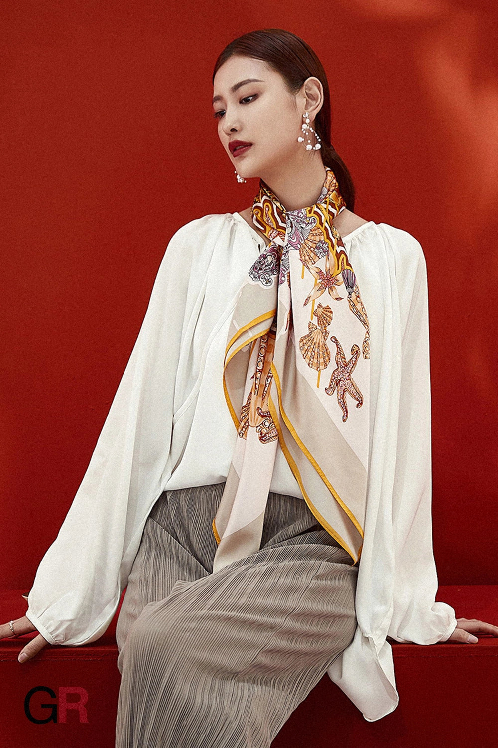 Silk scarf female square