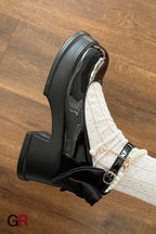Sweet French Chunky Heel Mary Jane Shoes Shallow Mouth All-matching