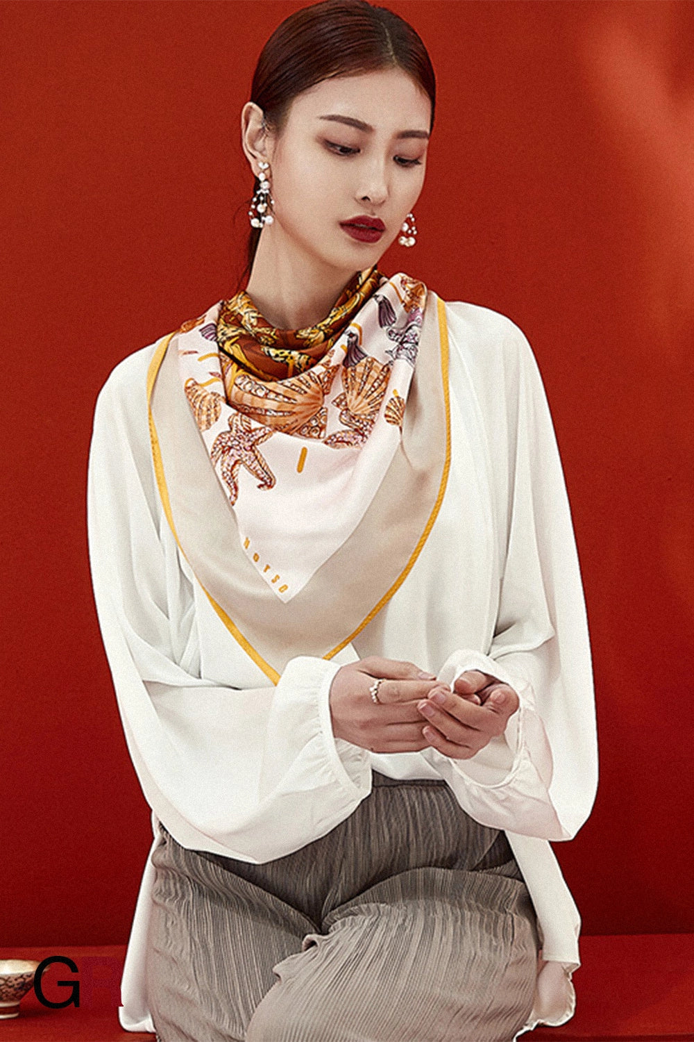 Silk scarf female square