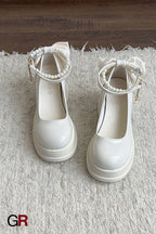 Sweet French Chunky Heel Mary Jane Shoes Shallow Mouth All-matching