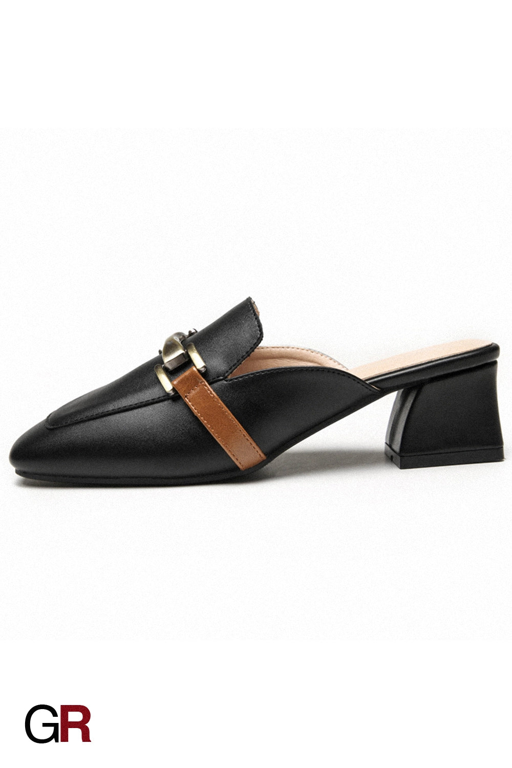 Muller Shoes Casual Soft Leather Slippers Women Outer Wear Square Toe Thick Heel Outer Wear Sandals Women