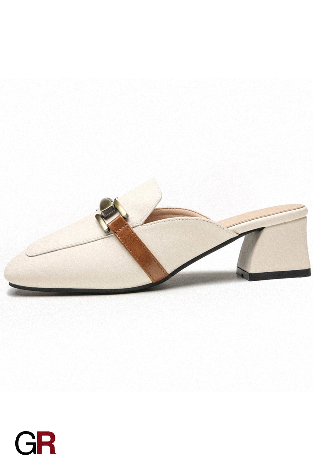 Muller Shoes Casual Soft Leather Slippers Women Outer Wear Square Toe Thick Heel Outer Wear Sandals Women