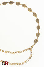 Leaf Style Waist Chain Retro Paired With Denim Skirt And Pants