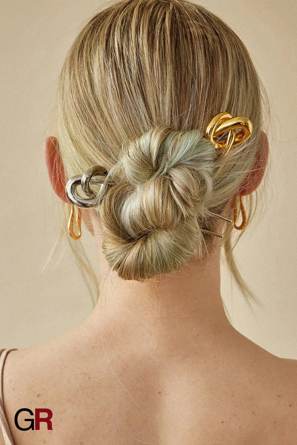 European And American Hair Clasp Simple Tie Up The Hair Elegant 18K Gold Stainless Steel Hairpin