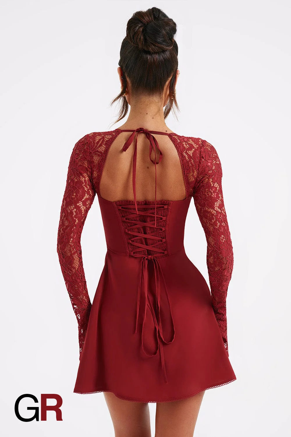 Lace Corset Backless Red Mini Dress - GlamoROZ