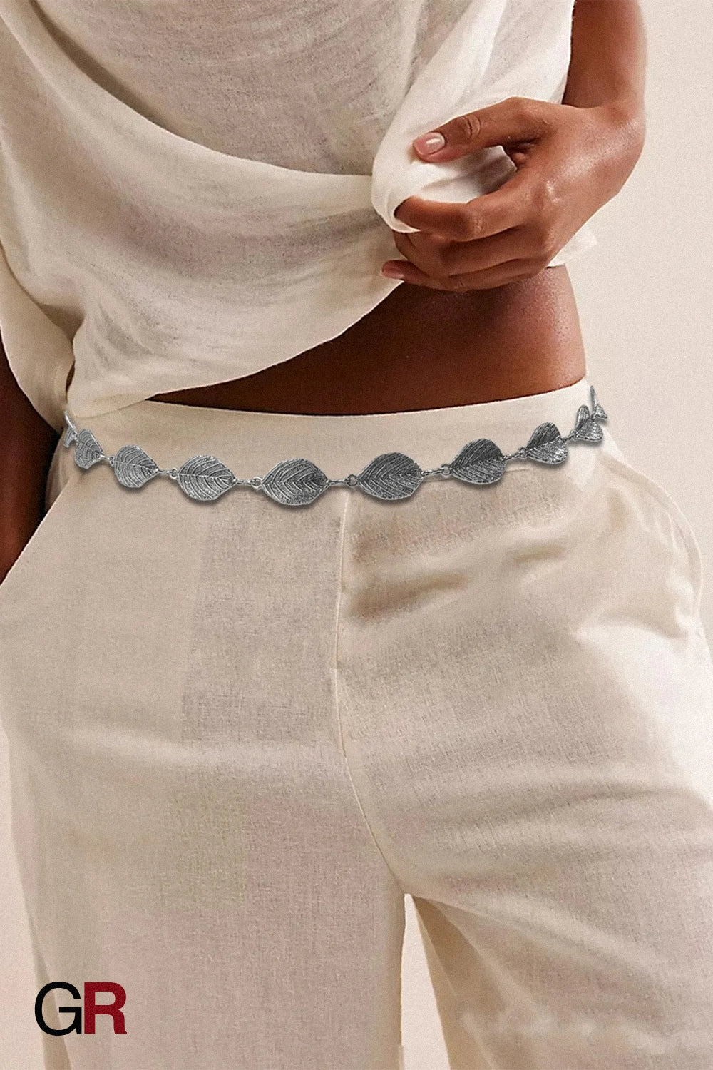 Leaf Style Waist Chain Retro Paired With Denim Skirt And Pants