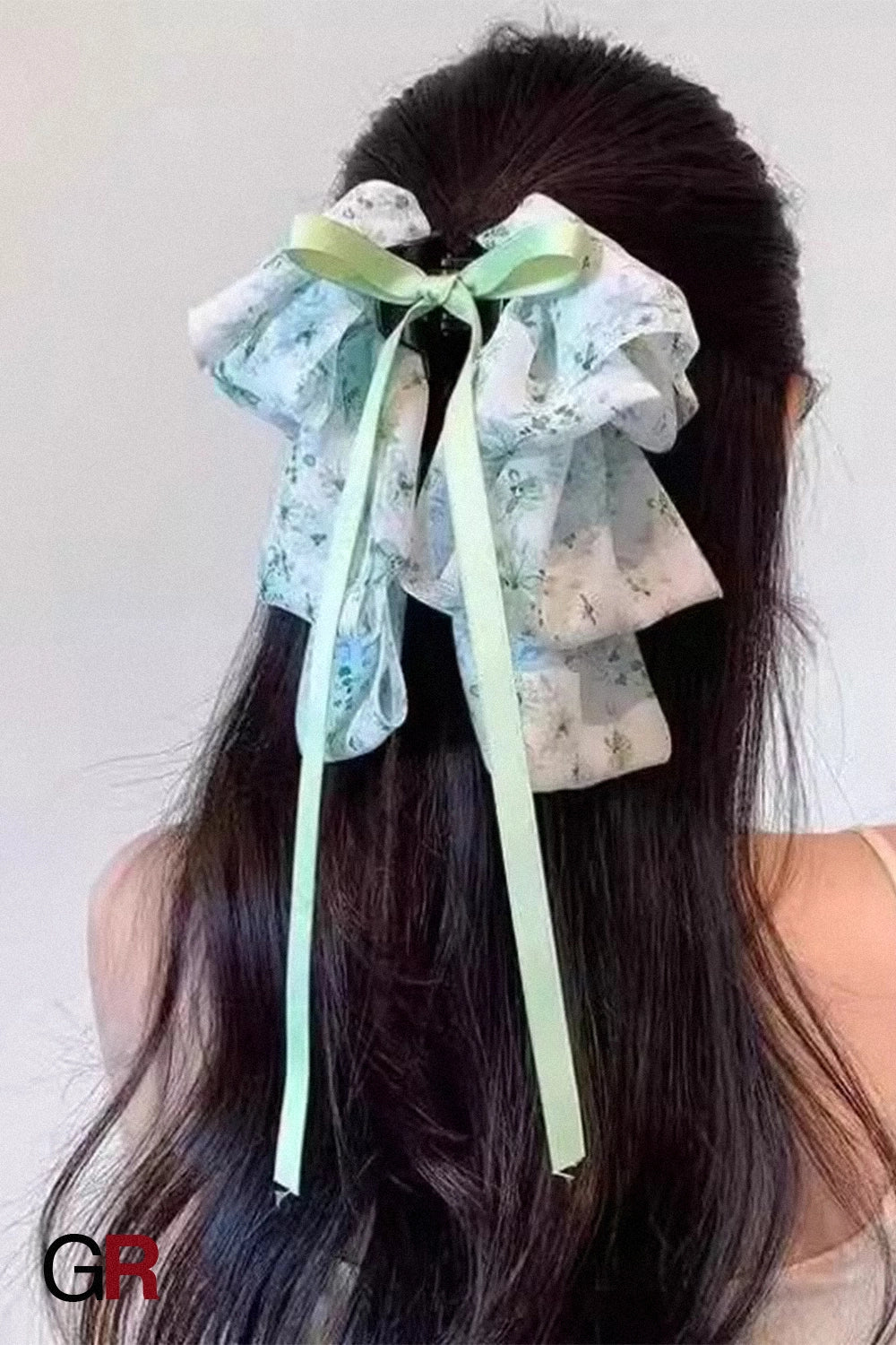 South Korea Sweet Bow Headdress Snow Yarn Back Head Barrettes