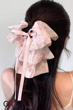 South Korea Sweet Bow Headdress Snow Yarn Back Head Barrettes