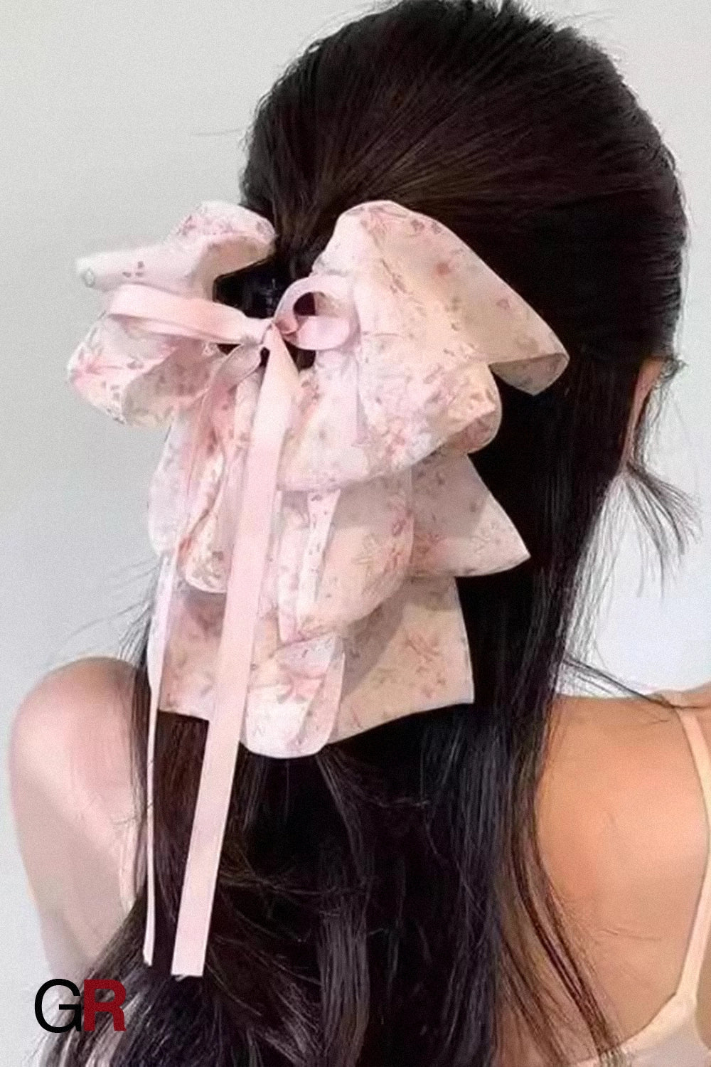 South Korea Sweet Bow Headdress Snow Yarn Back Head Barrettes