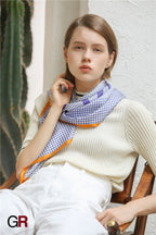 Houndstooth twill silk scarf