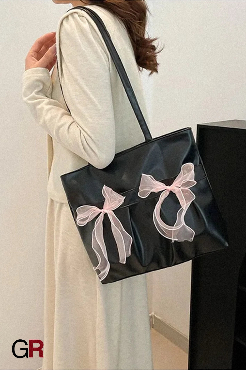 College Style Bow Tote Bag Large Capacity
